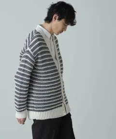 AB.ギマミックス引き上げ編みボーダーカーディガン