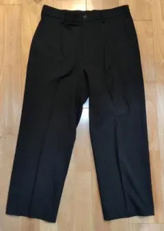 美品☆ユニクロ タックワイドパンツウールライク厚手☆ブラックM股下65