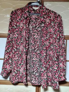 ATTRAIT 花柄 長袖シャツ オーバーブラウス サイズLL