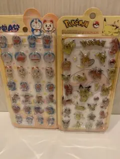 ポケモン ドラえもん硬めシール二枚セット