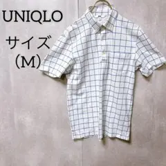 【UNIQLO】 ユニクロ （M） ブロックチェック柄 ポロシャツ ハーフボタン