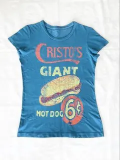 made U look CRISTO'S プリント フレンチ Tシャツ ブルーのサムネイル