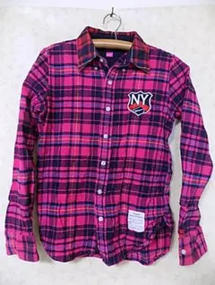 81492 トミー　長袖チェックシャツ　ピンク　Ｍ