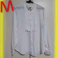【コムサイズム】洗える　ブラウス　Ｍ　長袖　ホワイト