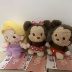 新品タグ付き ミルキーボア ぬいぐるみ 3個 （ミッキー・ミニー・ラプンツェル）