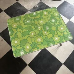 テーブル 机 ちゃぶ台 座卓 折りたたみ グリーン ポップ 当時物 昭和レトロ レトロポップ 花柄 折りたたみテーブル 座卓 昭和レトロ 当時物