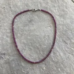 131天然ルビー　SV925製ビーズ ネックレス　小粒　反射カット　チョーカー