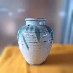 陶器 花瓶 白と青のグラデーション