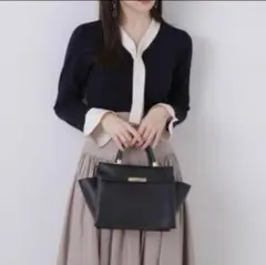 プロポーション【美品】Sサイズ パールボウタイデザインニット 白黒のサムネイル