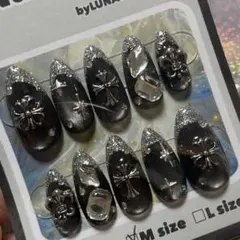 韓国ネイル ラメフレンチ ブラックマグネットy2kネイル キラキラ うる艶ネイル