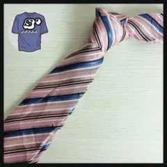 【定番デザイン】ストライプ柄ネクタイ シルク ピンク 日本製