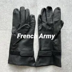 80s フランス軍 ブラック レザーグローブ 革手袋 デッドストック フランス製