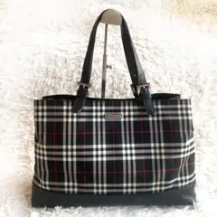 バーバリーブルーレーベル ノバチェック トートバッグ ナイロン レザー