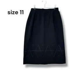 レディース　スカート　ひざ丈　黒　１１　日本製　フォーマル