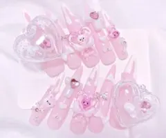 現品♥ネイルチップ 平成女児 量産型 地雷系 姫系 ロング ピンク うさぎ