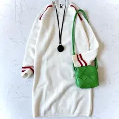 美品 上質 プレインピープル 9号 ウール ニット ワンピース 白 クルーネック