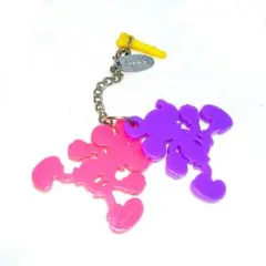DISNEY　イヤホンジャック ミッキー型ストラップ ピンク 紫