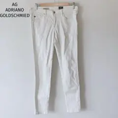 AG スキニーパンツ 白 ストライプUSA製 ストレッチ 上品　28 美脚　豚革のサムネイル