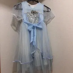 キッズ ドレス 110cm ブルー プリンセス風 チュール ワンピース