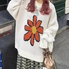 【最終価格】chaopanic BIGフラワーロールネックニット　商品タグ付き