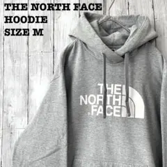 アメリカ古着　ザノースフェイス　ビッグロゴプリントスエットパーカー　M グレー