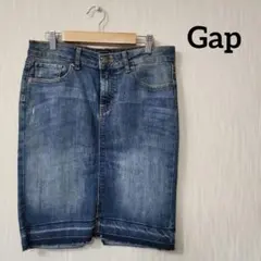 Gap デニムタイトスカート　ダメージ　スリット　切りっぱなし　カジュアル