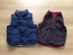 babyGap ネイビーとブラウン（リバーシブル：赤）のアウターベスト　90