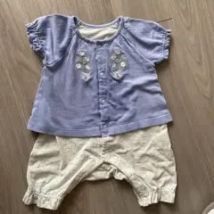 ベルメゾン 春夏ベビー80サイズ 花刺繍付きロンパース