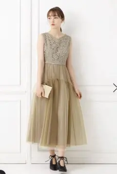 Aimer フレアドレス　リバーレース　チュール　パーティ　演奏　ワンピース