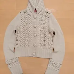 アプワイザーリッシェ花柄クロシェ編み ニットカーディガン ベージュ