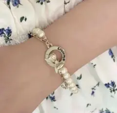 Liquem リボン パール ブレスレット