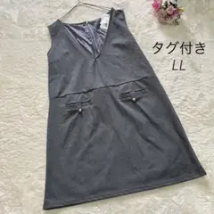 a1969【未使用 タグ付き】ノースリーブ 膝丈 ワンピース 洗える LL