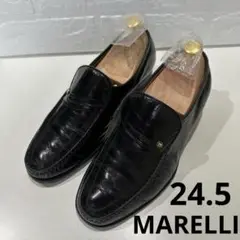 marelliマレリー　ブラックレザー ローファー　24.5cmEEEE