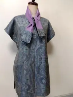 大島紬着物リメイク…✿…キーネック、ドルマンスリーブのチュニック