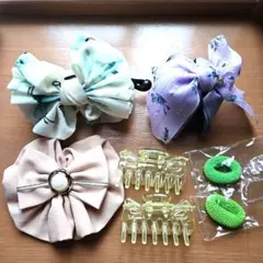 ヘアアクセサリー　セット　まとめ売り　バナナクリップ　ゴム　リボン