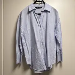 【使用感ほぼゼロ】ZARA 青と白のストライプ シャツ XS
