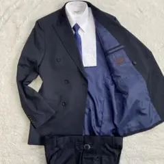 【極美品・近年モデル】PERSON'S　セットアップ　ダブル　ネイビー　ウールのサムネイル