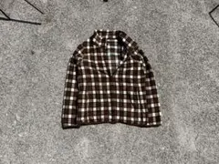 00s old uniqlo フリース ジップアップ ブラウン チェック 好配色