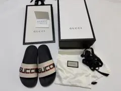 美品　GUCCI グッチ　ロゴラバーサンダル　付属品完備　国内正規品