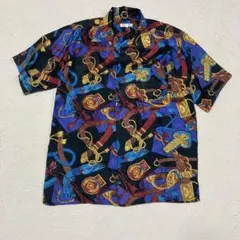 PASSION SILK シルク100% 長袖シャツ　サイズL 総柄のサムネイル