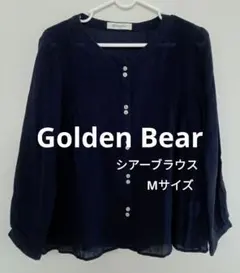 Golden Bear 長袖軽くて涼しい夏用シアーブラウス ネイビー Mサイズのサムネイル
