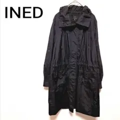 イネド INED スプリングコート 2WAY襟 ブラックロングコート 7