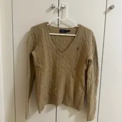 ポロラルフローレン　カシミヤ　Vネックセーター　ベージュ　Mサイズ
