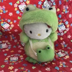 ハローキティ ぬいぐるみ カエル 着ぐるみ 平成レトロ 当時物 激レア　タグ付き