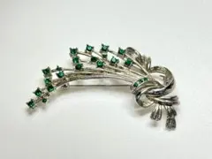 ヴィンテージ　ラインストーン グリーンストーン ブローチ アクセサリー