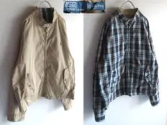 希少 ビンテージ ラルフローレン ロゴ刺繍 チェック/無地 リバーシブルブルゾン