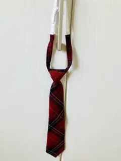 【美品】WEGO☆チェック柄 ワンタッチネクタイ 赤系のサムネイル