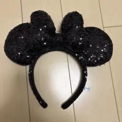 ディズニー カチューシャ 黒 スパンコール