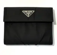 PRADA プラダ 2つ折財布 NERO ブラック ロゴ　ナイロン　レザー　黒