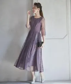 DRESS+ レースシフォンワンピース オケージョンドレス　結婚式